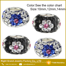 Perlas de cristal grandes del agujero flor punteada pulsera europea granos encantos de bricolaje